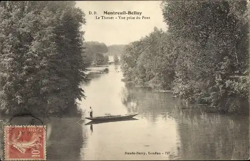 Ak Montreuil Bellay Maine et Loire, Le Thouet, Vue prise du Pont