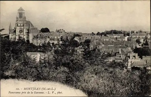 Ak Montjean Maine et Loire, Panorama pris de la Garenne