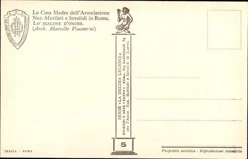 Künstler Ak Roma Rom Lazio, La Casa Madre dell'Associazione Naz. Mutilati e Invalidi, Scalone