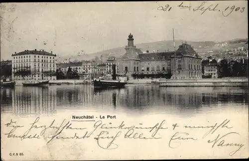 Ak Neuchâtel Kanton Neuenburg, Le Port