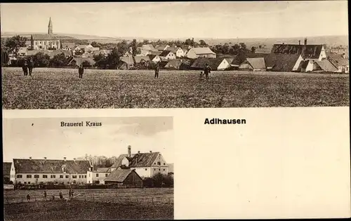 Ak Adlhausen Langquaid in Niederbayern, Totale, Brauerei Kraus