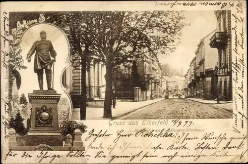 Ak Elberfeld Wuppertal in Nordrhein Westfalen, Platzhofstraße, Bismarck Denkmal