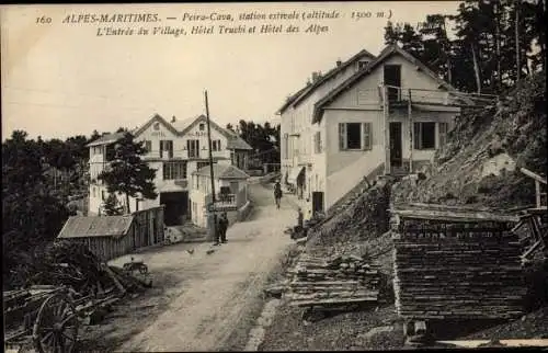 Ak Peira Cava Luceram Alpes Maritimes, L'Entree du Village, Hotel Truchi et Hotel des Alpes