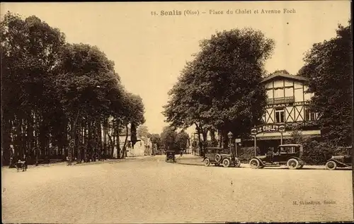 Ak Senlis Oise, Place du Chalet et Avenue Foch