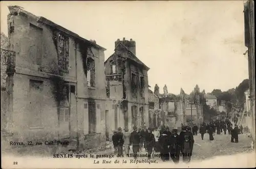 Ak Senlis Oise, La Rue de la Republique