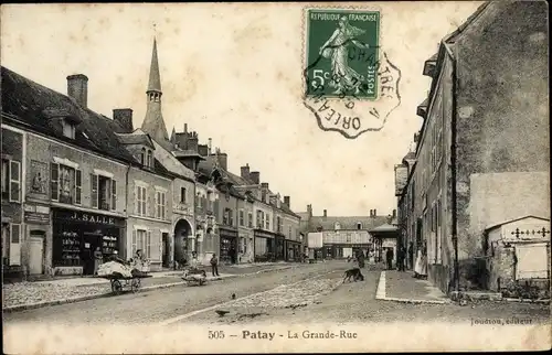 Ak Patay Loiret, La Grande Rue, magasin J. Salle