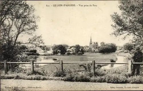 Ak Le Lion d'Angers Maine et Loire, Vue prise du Parc