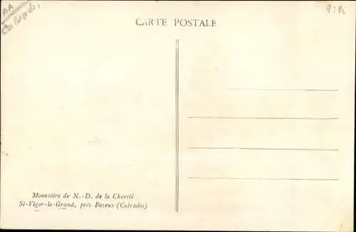 Ak Bayeux Calvados, Penionnat, Monastère de N. D., de la Charité, Saint Vigor le Grand