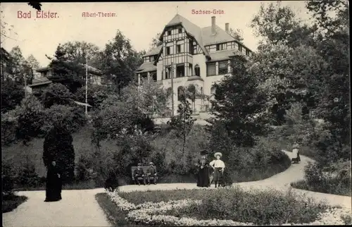 Ak Bad Elster im Vogtland, Albert Theater, Sachsen Grün