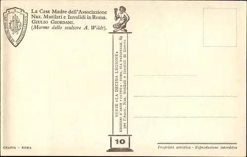 Ak Roma Rom Lazio, Casa Madre dell'Associazione Naz. Mutilati e Invalidi, Büste Giulio Giordani