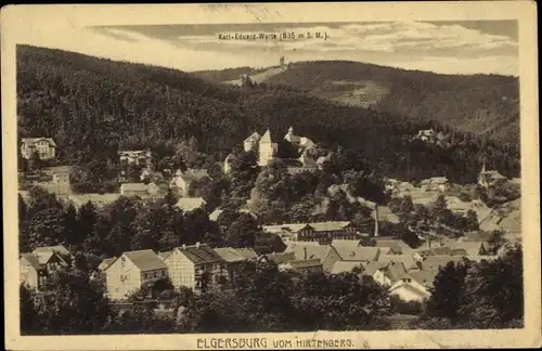 Ak Elgersburg in Thüringen, Gesamtansicht vom Hirtenberg, Karl Eduard Warte