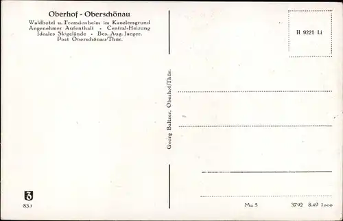 Ak Oberschönau Steinbach Hallenberg im Thüringer Wald, Waldhotel Oberhof