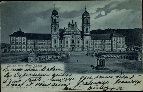 Mondschein Ak Einsiedeln Kanton Schwyz Schweiz, Kloster