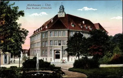 Ak Mühlhausen in Thüringen, Neue Knaben Mittelschule