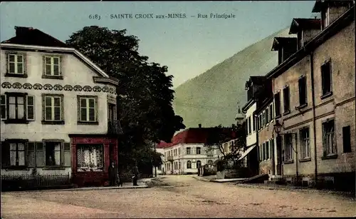 Ak Sainte Croix aux Mines Haut Rhin, Rue Principale