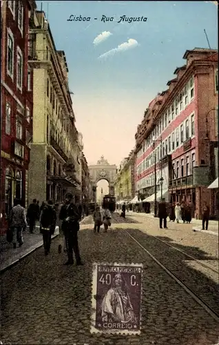 Ak Lisboa Lissabon Portugal, Rua Augusta
