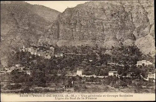 Ak Touet de Beuil Alpes Maritimes, Vue générale et Groupe Scolaire