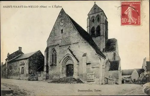 Ak Saint Vaast les Mello Oise, L'Église