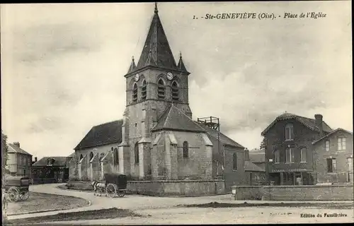 Ak Saint Geneviève Oise, Place de l'Église