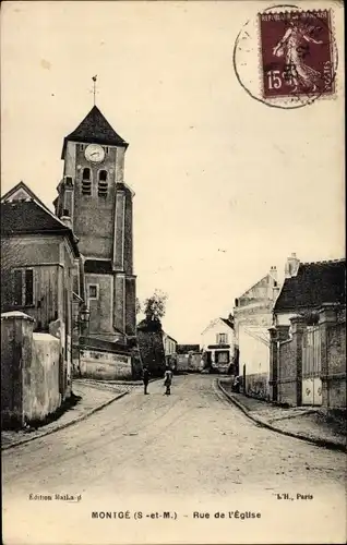 Ak Montgé Seine et Marne, Rue de l'Église