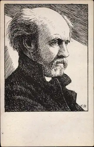 Künstler Ak Bauer, Karl, Schriftsteller Friedrich Hebbel, Portrait