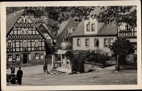 Ak Hohnstein Sächsische Schweiz, Markt, Fachwerkhaus