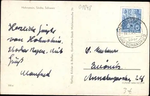 Ak Hohnstein Sächsische Schweiz, Markt, Fachwerkhaus