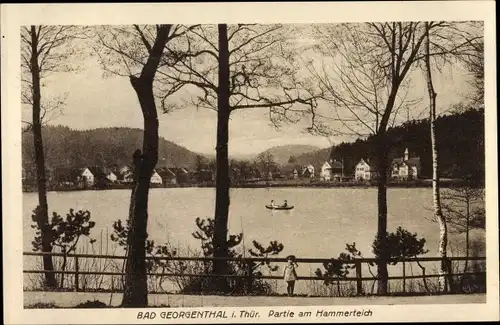 Ak Georgenthal im Tal der Apfelstädt Thüringen, Partie am Hammerteich