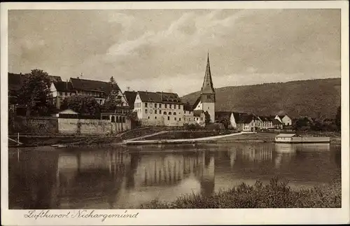 Ak Neckargemünd am Neckar, Teilansicht vom Ufer gesehen