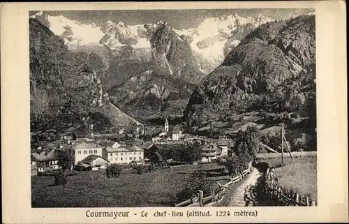 Ak Courmayeur Valle D'Aosta Italien, Blick auf den Ort