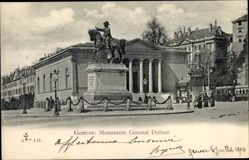 Ak Genève Genf Stadt, Monument General Dufour