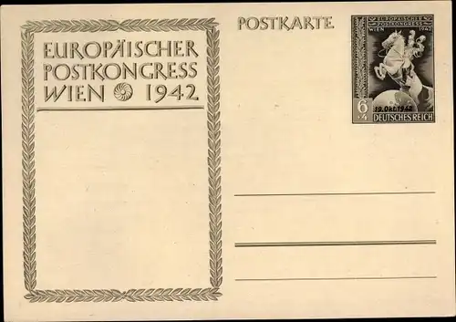 Ganzsachen Ak Wien, Europäischer Postkongress 1942