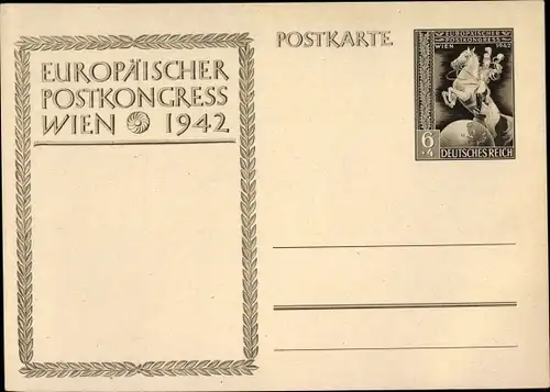 Ganzsachen Ak Wien, Europäischer Postkongress 1942