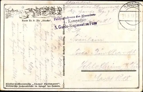 Künstler Ak Immer Fachmann, Die Attacke, Heiratsantrag, Soldat, Kniefall, Blondine, I. WK