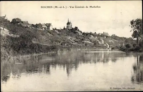 Ak Seiches Maine et Loire, Vue Générale de Matheflon