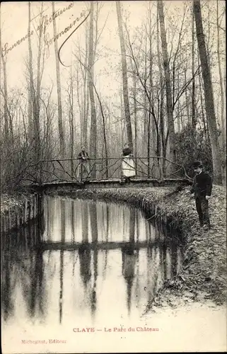 Ak Claye Souilly Seine et Marne, Le Parc du Château, pont