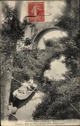 Ak La Ferté Gaucher Seine et Marne, Vue sur le Morin, Ruderpartie, Brücke