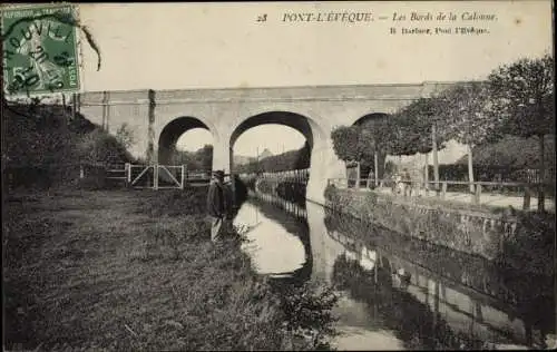 Ak Pont l Eveque Calvados, Les Bords de la Calonne