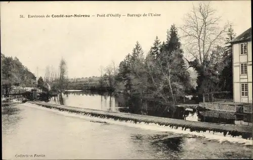 Ak Condé sur Noireau Calvados, Barrage de l'Usine, Pont d'Ouilly