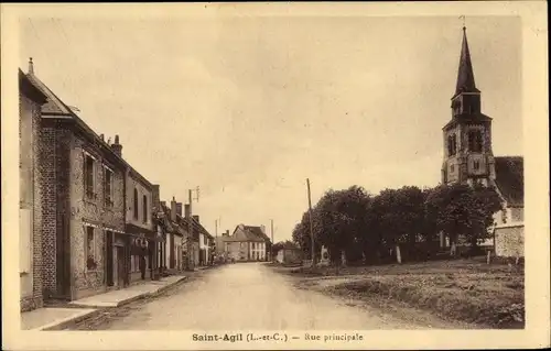 Ak Saint Agil Loir et Cher, Rue principale