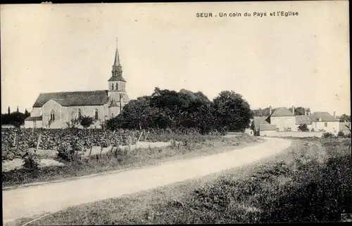 Ak Seur Loir-et-Cher, Teilansicht mit Kirche