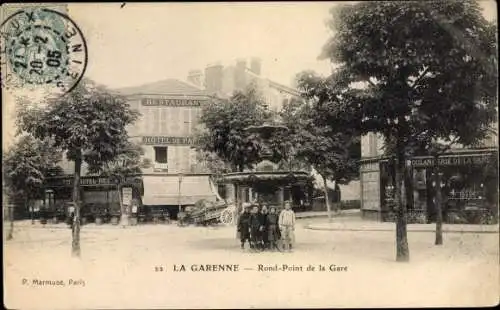 Ak La Garenne Colombes Hauts de Seine, Rond Point de la Gare, Hôtel Restaurant