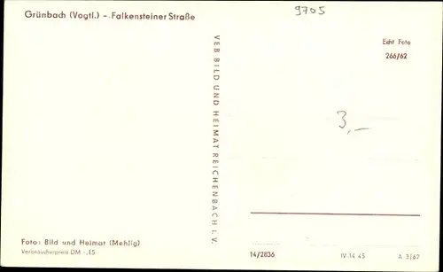 Ak Grünbach im Vogtland, Falkensteiner Straße