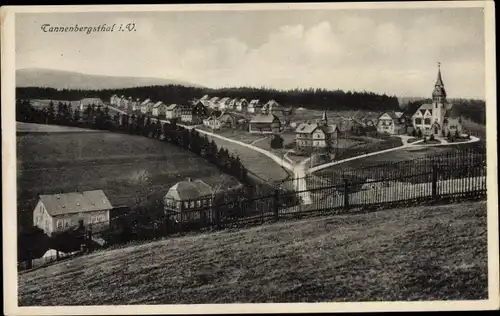 Ak Tannenbergsthal Muldenhammer im Vogtland, Panorama vom Ort