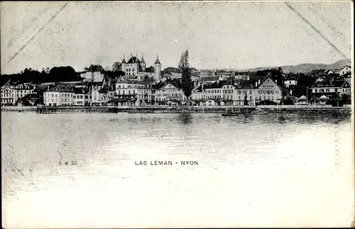 Ak Nyon Kanton Waadt, Lac Leman, Blick auf den Ort