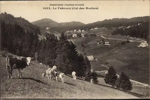Ak Le Prévoux Kanton Neuenburg Neuchâtel, Col des Roches, vaches