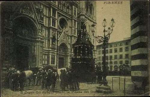 Ak Firenze Florenz Toscana, Il carro del Sabato Santo in Piazza del Duomo