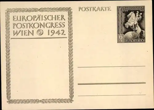 Ganzsachen Ak Wien, Europäischer Postkongress 1942