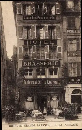 Ak Strasbourg Straßburg Elsass Bas Rhin, Hotel et Grande Brasserie de la Lorraine