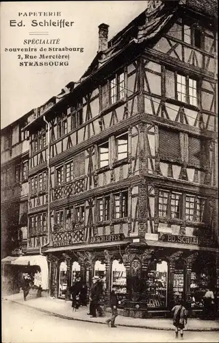 Ak Strasbourg Straßburg Elsass Bas Rhin, Papeterie, Rue Mercierel